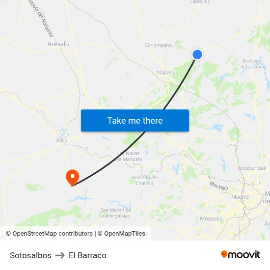 Sotosalbos to El Barraco map