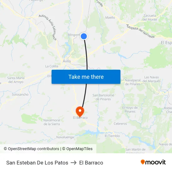 San Esteban De Los Patos to El Barraco map