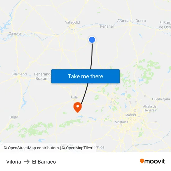 Viloria to El Barraco map