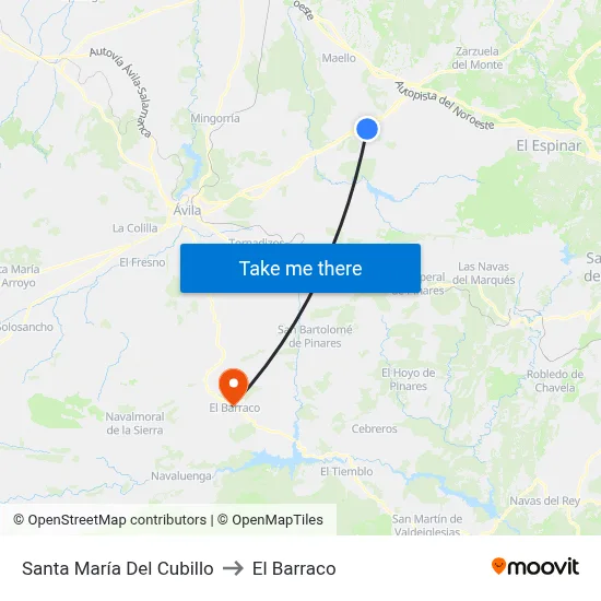 Santa María Del Cubillo to El Barraco map