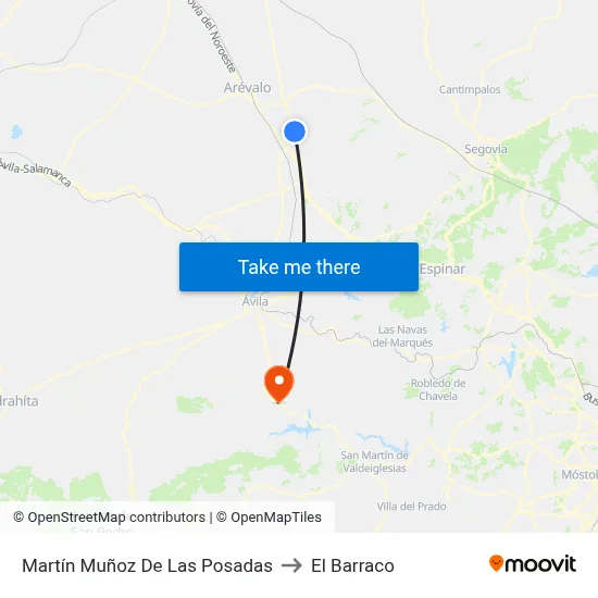 Martín Muñoz De Las Posadas to El Barraco map