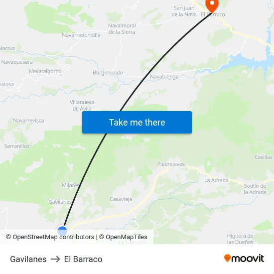 Gavilanes to El Barraco map