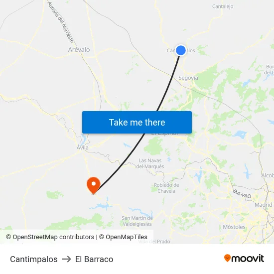 Cantimpalos to El Barraco map