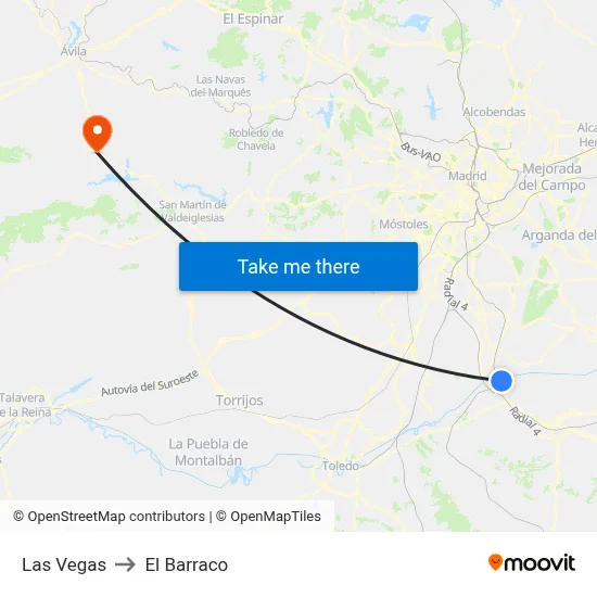 Las Vegas to El Barraco map