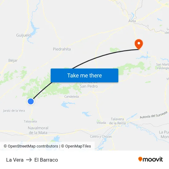 La Vera to El Barraco map