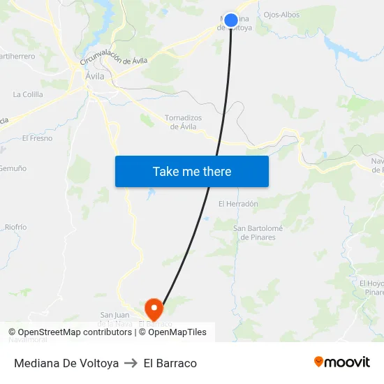 Mediana De Voltoya to El Barraco map