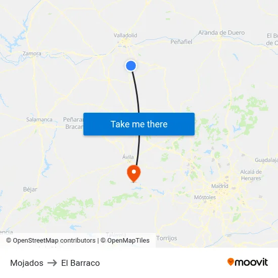 Mojados to El Barraco map