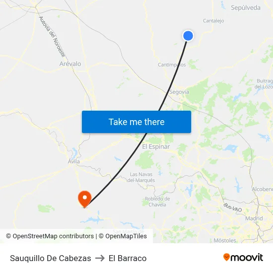 Sauquillo De Cabezas to El Barraco map