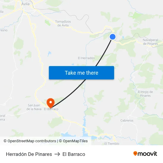 Herradón De Pinares to El Barraco map