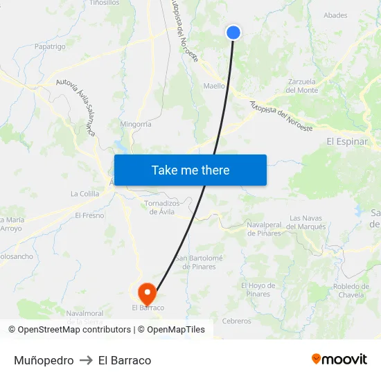 Muñopedro to El Barraco map