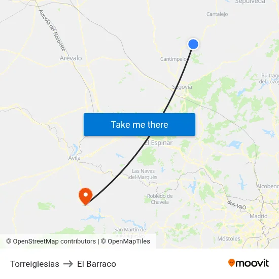 Torreiglesias to El Barraco map