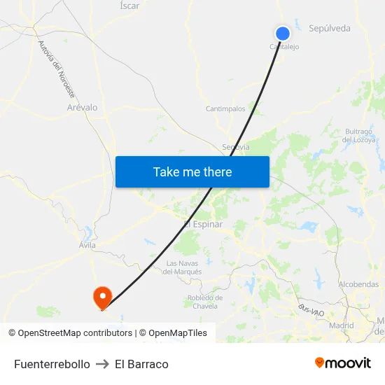 Fuenterrebollo to El Barraco map