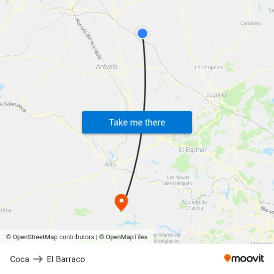 Coca to El Barraco map