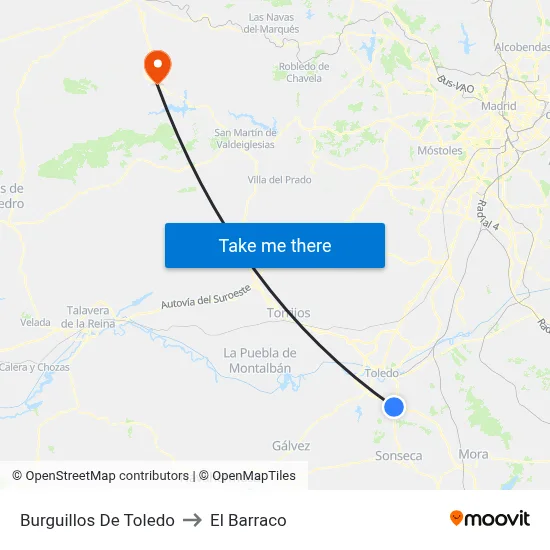 Burguillos De Toledo to El Barraco map