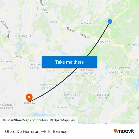 Otero De Herreros to El Barraco map