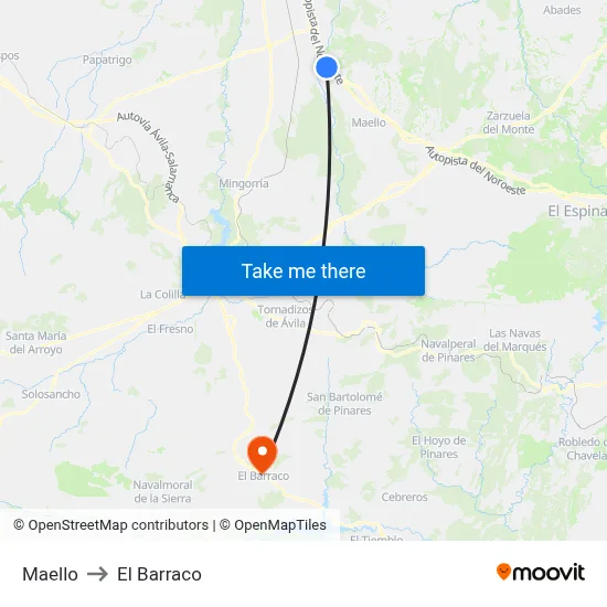 Maello to El Barraco map