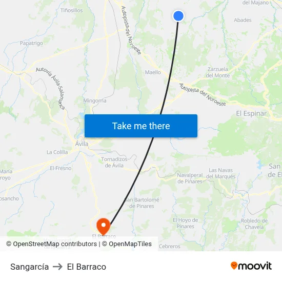 Sangarcía to El Barraco map