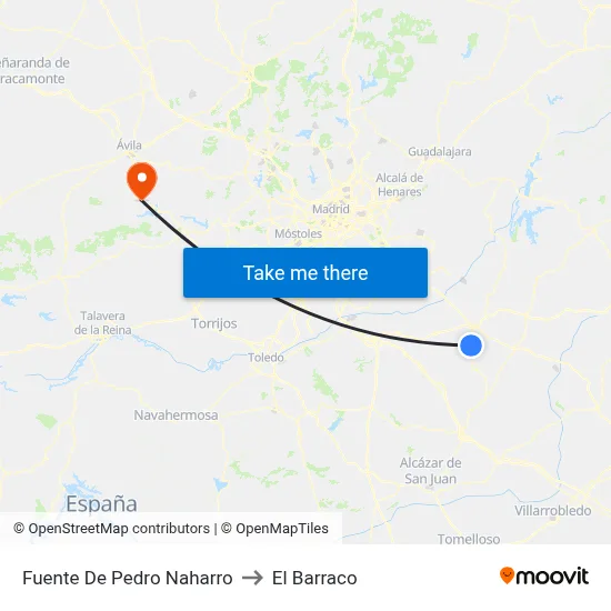 Fuente De Pedro Naharro to El Barraco map