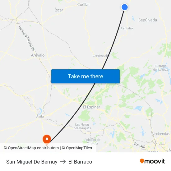 San Miguel De Bernuy to El Barraco map