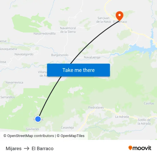 Mijares to El Barraco map