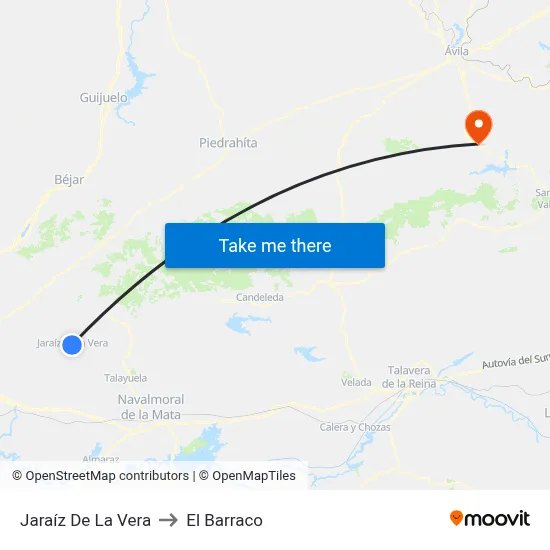 Jaraíz De La Vera to El Barraco map