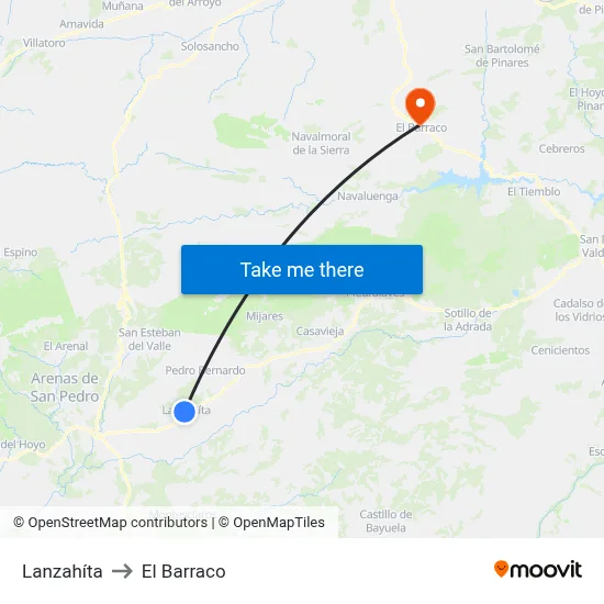 Lanzahíta to El Barraco map