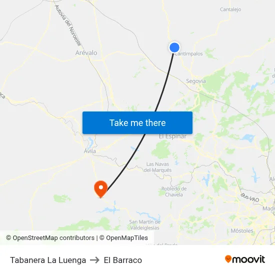 Tabanera La Luenga to El Barraco map