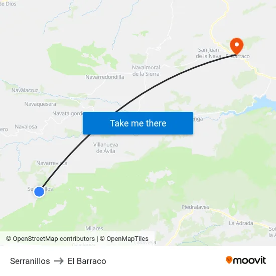 Serranillos to El Barraco map