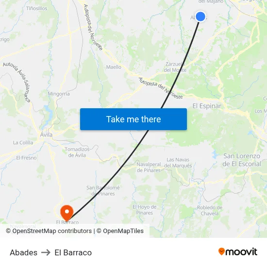 Abades to El Barraco map