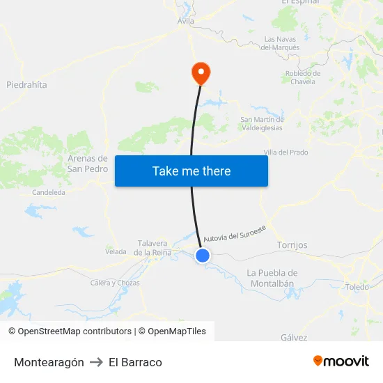 Montearagón to El Barraco map