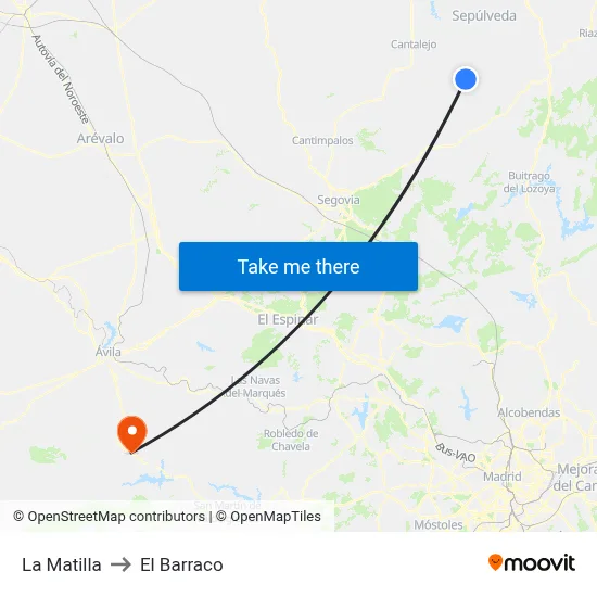 La Matilla to El Barraco map