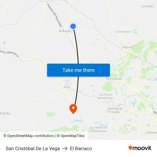 San Cristóbal De La Vega to El Barraco map