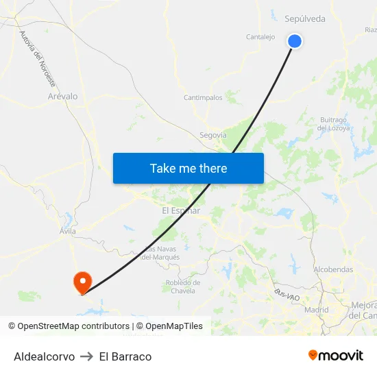 Aldealcorvo to El Barraco map