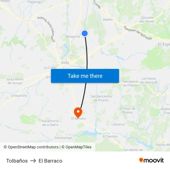 Tolbaños to El Barraco map