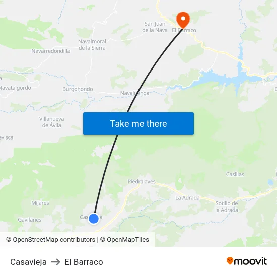 Casavieja to El Barraco map
