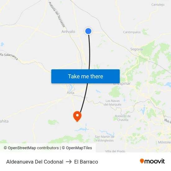 Aldeanueva Del Codonal to El Barraco map