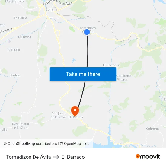 Tornadizos De Ávila to El Barraco map
