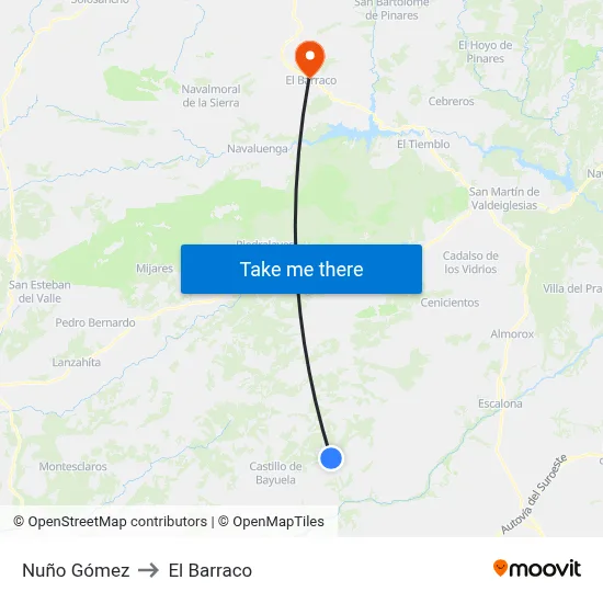 Nuño Gómez to El Barraco map