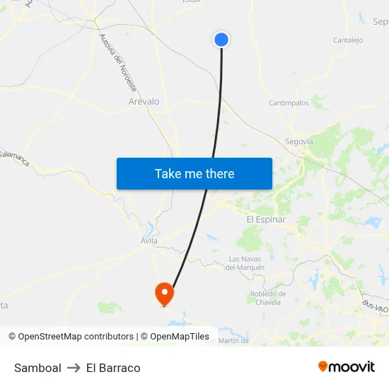 Samboal to El Barraco map