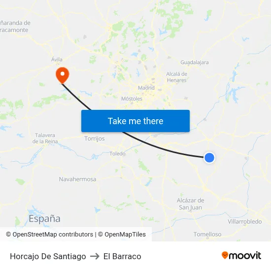 Horcajo De Santiago to El Barraco map