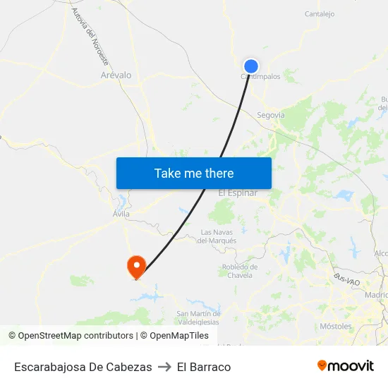 Escarabajosa De Cabezas to El Barraco map