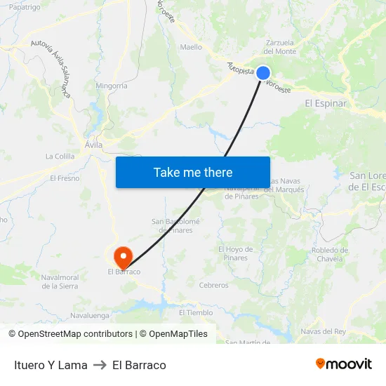 Ituero Y Lama to El Barraco map