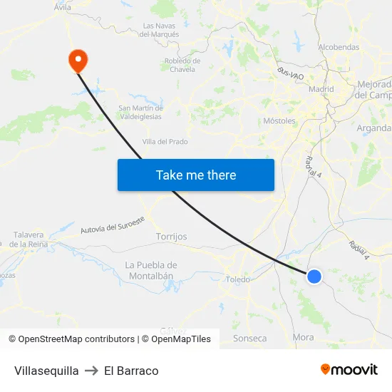 Villasequilla to El Barraco map
