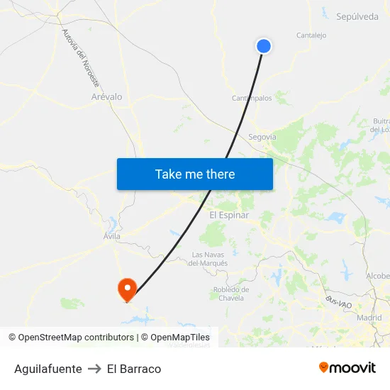 Aguilafuente to El Barraco map