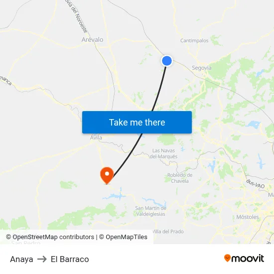 Anaya to El Barraco map