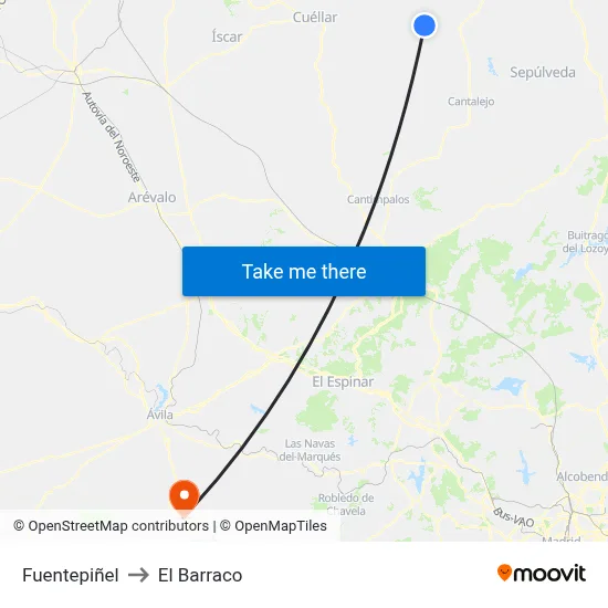 Fuentepiñel to El Barraco map