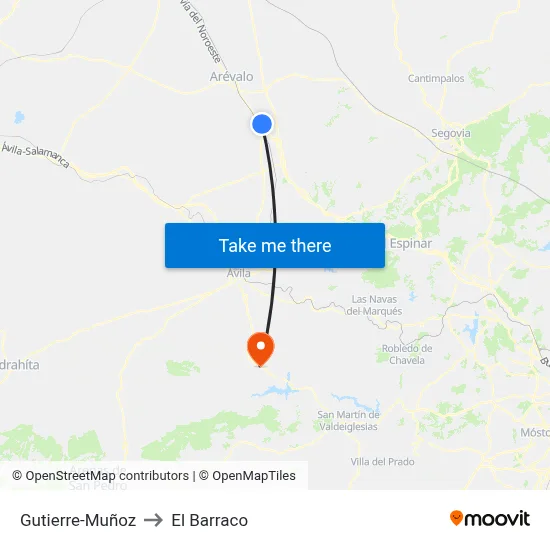 Gutierre-Muñoz to El Barraco map
