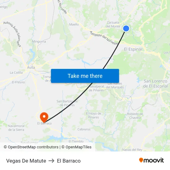 Vegas De Matute to El Barraco map