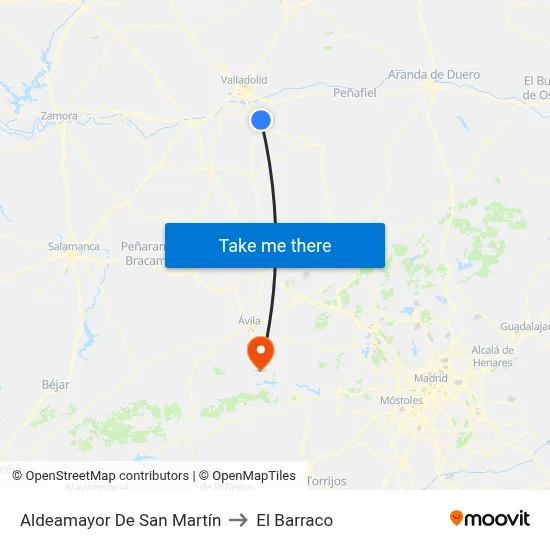 Aldeamayor De San Martín to El Barraco map