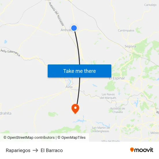 Rapariegos to El Barraco map